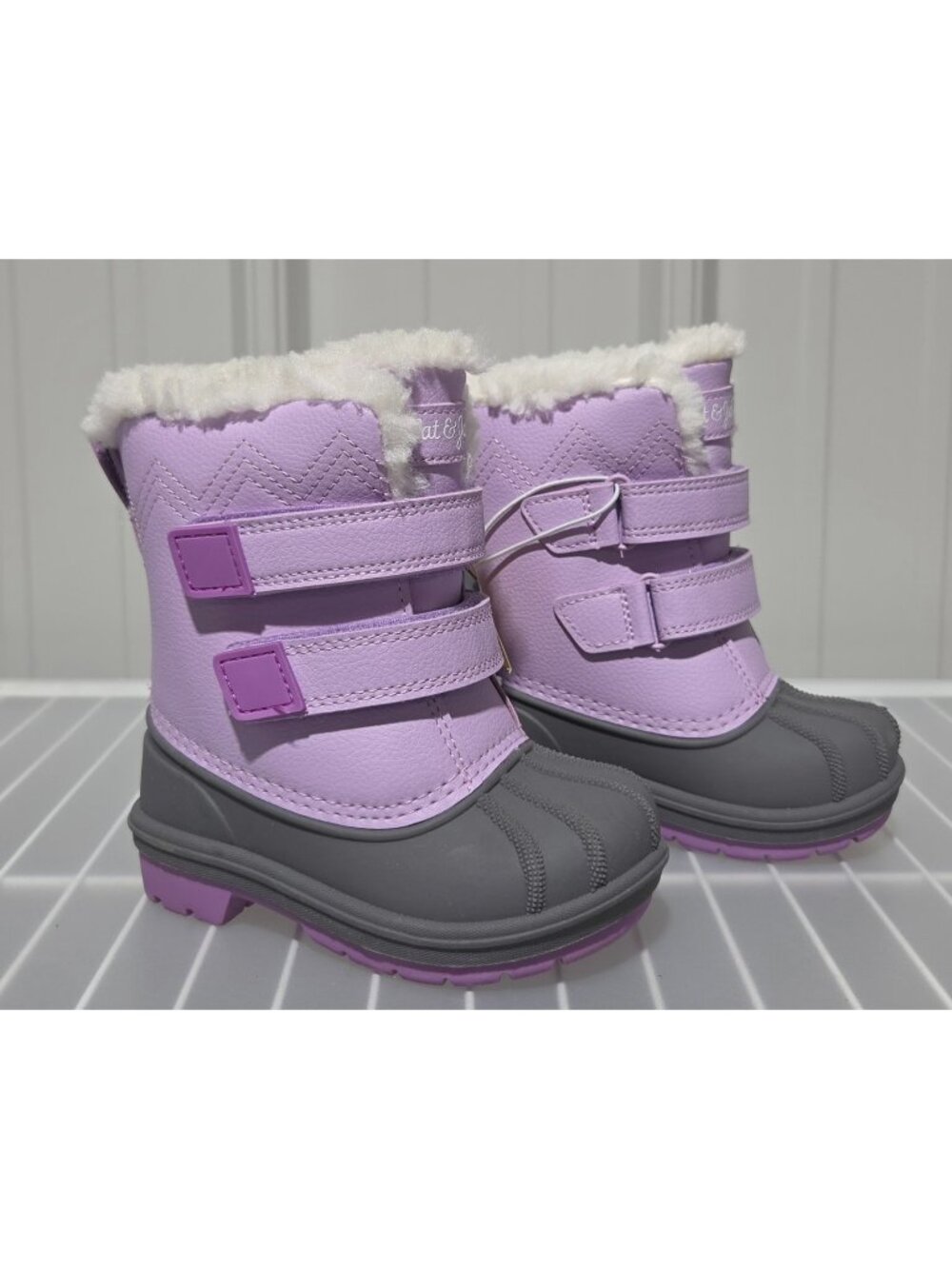 Cat & Jack Denver Toddler Girls' Purple Dual Hook & Loop Strap Snow Boots